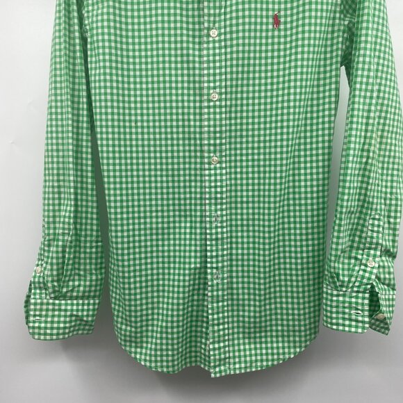 Ralph Lauren Men's Checkered Button Up Shirt Green/White Long Sleeve Size XL - Picture 3 of 8